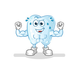 tooth muscular cartoon. cartoon mascot vector