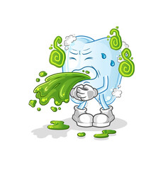 tooth with foam throw up cartoon. cartoon mascot vector