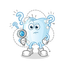 tooth with foam searching illustration. character vector