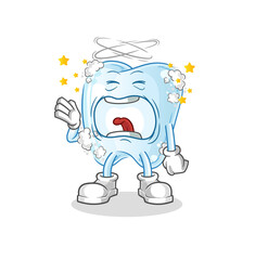 tooth with foam yawn character. cartoon mascot vector