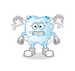 tooth with foam very angry mascot. cartoon vector