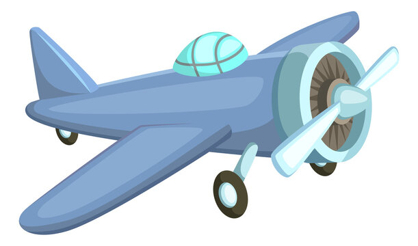 Vintage plane in cartoon style. Child airplane toy