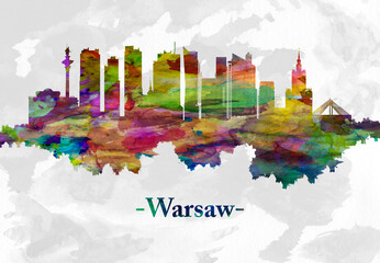 Warsaw Poland skyline - obrazy, fototapety, plakaty