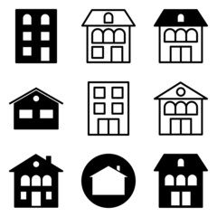 House Flat Icon Set Isolated On White Background