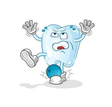 tooth hiten by bowling cartoon. cartoon mascot vector