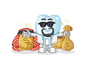 tooth rich arabian mascot. cartoon vector