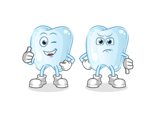 tooth thumbs up and thumbs down. cartoon mascot vector