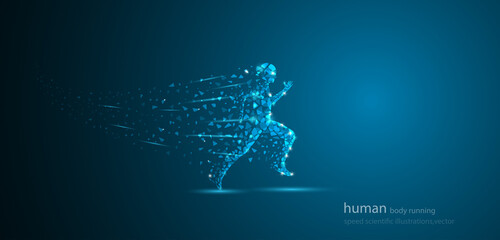 human body running at the speed of scientific illustrations, vector