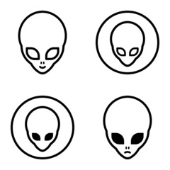 Alien Flat Icon Set Isolated On White Background