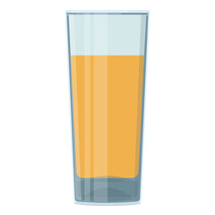 Glass cup with fresh peach juice. Vector illustration isolated on white background.