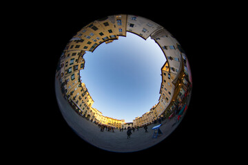 Italy Tuscany Lucca piazza Anfiteatro photo with super fisheye