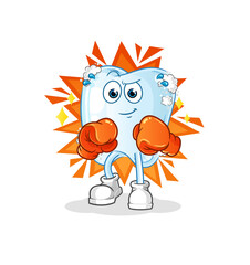 tooth with foam boxer character. cartoon mascot vector