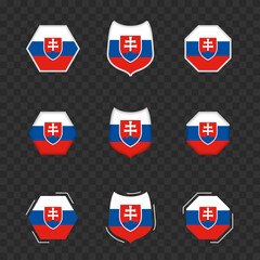 National symbols of Slovakia on a dark transparent background, vector flags of Slovakia.