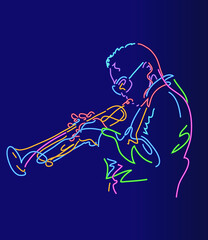 Jazz trumpet player vector illustration