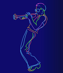 Jazz trumpet player vector illustration - obrazy, fototapety, plakaty