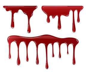 A drop of blood on a white background. Red splash stain, horrible stain. red smudges. Liquid paint vector illustration