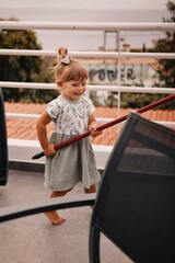little girl is playing with yourself in madeira portugal 