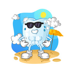 tooth with foam sunbathing in summer. character vector