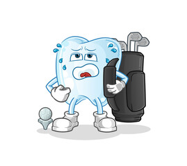 tooth with golf equipment. cartoon mascot vector