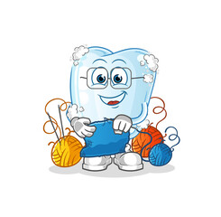 tooth with foam tailor mascot. cartoon vector