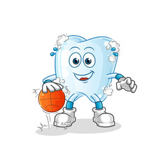 tooth with foam dribble basketball character. cartoon mascot vector
