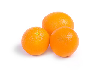 Three oranges on white background