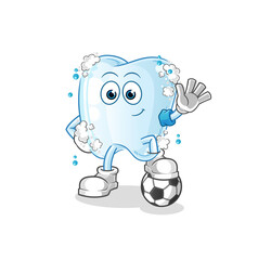 tooth with foam playing soccer illustration. character vector