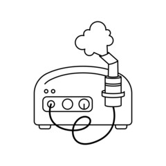 Vector illustration of a compressor nebulizer. A medical device for the treatment of lungs. Outline