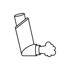 Vector illustration of an inhaler for asthmatics. A medical device for the treatment of lungs. Outline