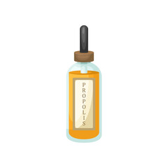 Vector illustration of a bottle with propolis tincture. Biologically active additive.