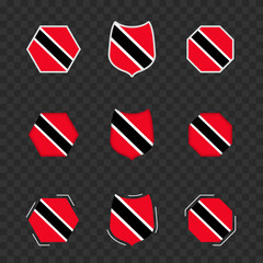 National symbols of Trinidad and Tobago on a dark transparent background, vector flags of Trinidad and Tobago.