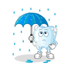 tooth with foam holding an umbrella illustration. character vector © dataimasu