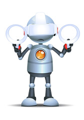 3d illustration of little robot wear metaverse device