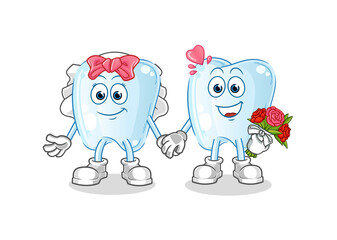 Obraz premium tooth wedding cartoon. cartoon mascot vector