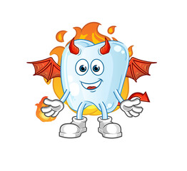 Fototapeta premium tooth demon with wings character. cartoon mascot vector