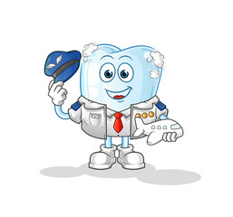 tooth with foam pilot mascot. cartoon vector