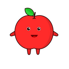 red-apple cartoon character, cute apple smiling