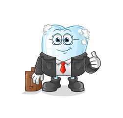 tooth with foam office worker mascot. cartoon vector