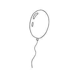 Balloon. Festive decoration. Party. Birthday. Vector. Doodle. Drawn by hand. Elements for a greeting card. Sketch. Silhouette. Black and white. Contour. Coloring.