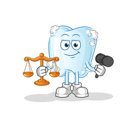 tooth with foam lawyer cartoon. cartoon mascot vector