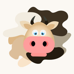 spotted cow. horned pet. vector illustration, eps 10.