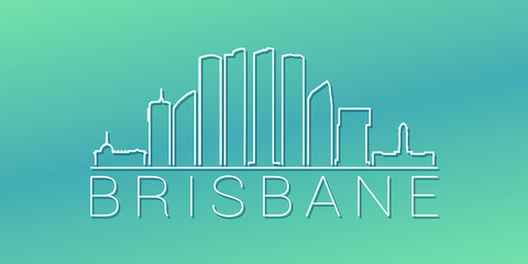 Fototapeta premium Brisbane QLD, Australia Skyline Linear Design. Flat City Illustration Minimal Clip Art. Background Gradient Travel Vector Icon.