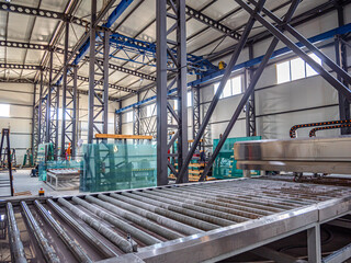 glass production factory. glass factory equipment