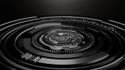 abstract background of Sci Fi Modern Futuristic hud ui power podium stage, 3D illustration rendering