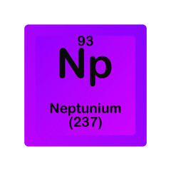 Neptunium Np Chemical Element vector illustration diagram, with atomic number and mass. Simple flat dark gradient design for education, lab, science class.