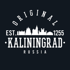 Kaliningrad, Kaliningrad Oblast, Russia Skyline Original. A Logotype Sports College and University Style. Illustration Design Vector City.