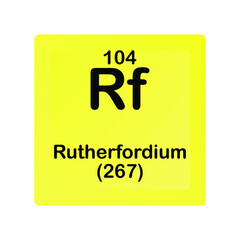 Rutherfordium Rf Chemical Element vector illustration diagram, with atomic number and mass. Simple flat dark gradient design for education, lab, science class.