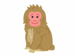 一匹のニホンザルのイラスト