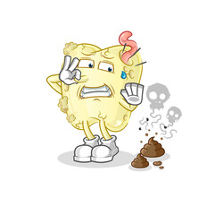 tooth decay with stinky waste illustration. character vector