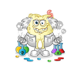 tooth decay mad scientist illustration. character vector